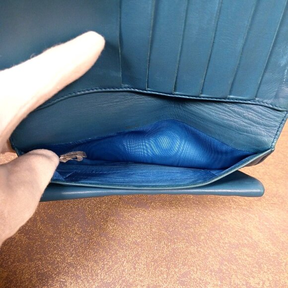 🔥💎 Chanel Caviar Kiss Lock Leather CC Logo Long Wallet Purse Blue Full set - Picture 13 of 16